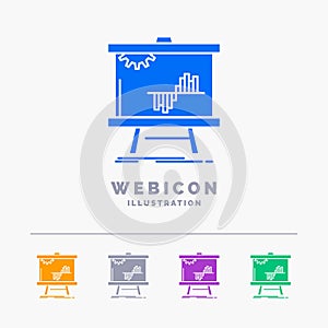 Business, chart, data, graph, stats 5 Color Glyph Web Icon Template isolated on white. Vector illustration