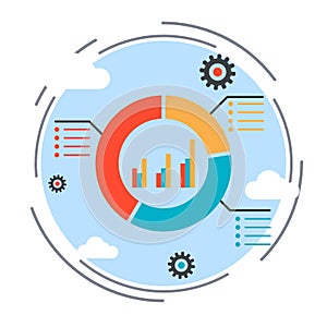 Business chart, financial statistics, market trends analysis concept