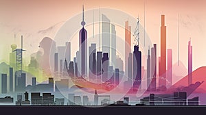 Business Chart growth multinational corporation vector, cityscape Infographic illustration background