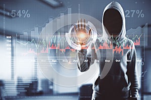 Business chart and hacker