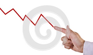 Business chart showing negative growth trend