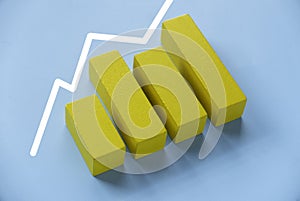 Business charts. Company financial report. Goal for business, bank, finance, investment, money. Quarterly report concept. Yellow