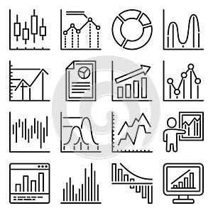 Business Charts and Graph Icons Set. Vector