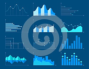 Business charts and graphs infographic elements vector illustration.