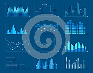 Business charts and graphs infographic elements. Vector illustration.