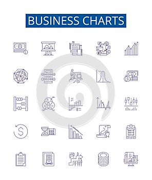 Business charts line icons signs set. Design collection of Charts, Business, Graphs, Statistics, Trends, Visuals
