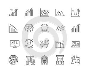 Business charts line icons, signs, vector set, outline illustration concept