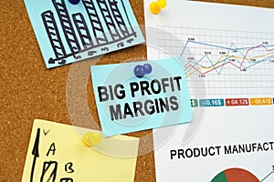 Business charts and stickers with the inscription hang on the board - Big Profit Margins