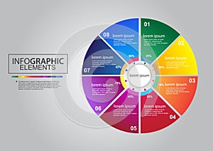Business circle infographic chart elements vector color