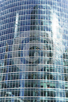 Business city center buildings background. Modern office architecture in the financial district. Glass skyscrapers in