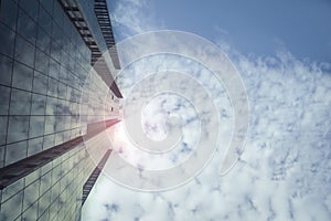 Business cityscape modern building city and blue cloud sky urban