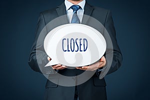 Business closed bankruptcy concept