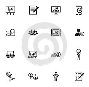 Business Coaching Icon Set. Online Learning.