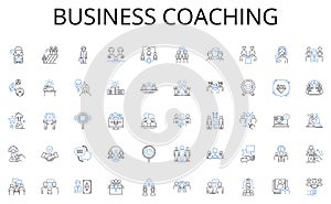 Business coaching line icons collection. Growth, Movement, Energy, Vitality, Passion, Adaptability, Resilience vector
