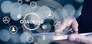Business Coaching. Personal development concept. Concept of technology, internet