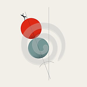 Business collapse, fall, minimal illustration. Symbol of downturn, decline, crisis. Concept vector.