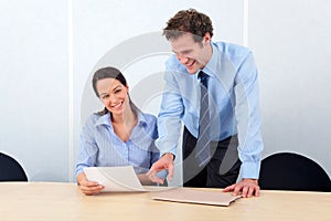 Business colleagues woman smiling at camera
