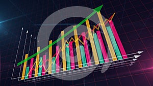 Business colorful chart economy graph growth data diagram