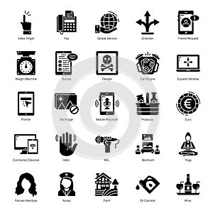 Business and Commerce glyph Outline Icons Pack