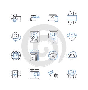 Business and commerce line icons collection. Entrepreneurship, Finance, Marketing, Sales, Nerking, Investment, Strategy