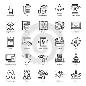 Business and Commerce line Outline Icons Pack