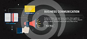 Business communication banner internet with icons in vector