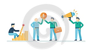 Business Communication Icon Set Flat Design, vector design Generative AI