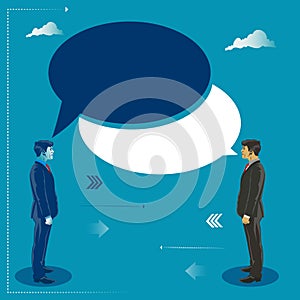 Business communication. Two businessmen talking to each other. Business concept vector illustration