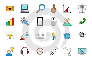 Business&communication vector icons set