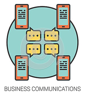 Business communications line icons.