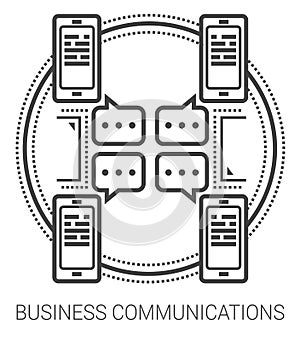 Business communications line icons.