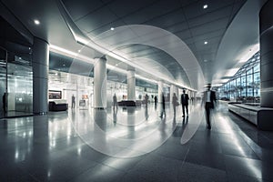 Business Commute in Contemporary Hallway