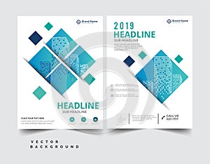 Business company blue geometric brochure flyer design a4 modern template background.Vector