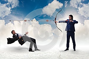 Business competition concept with businessman and bow