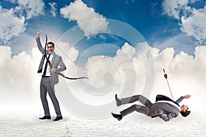 Business competition concept with businessman and bow