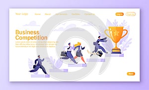 Business competition concept for mobile website, web page design. Road to success.