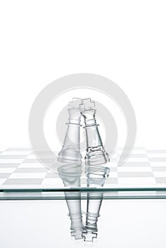 Business Competition Conflict, transparent glass Chess, Reflec