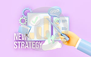 Business concept 3d illustration - New success strategy idea collage for company