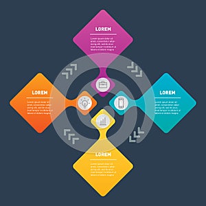 Business concept with 4 options. Infographic of technology process with icons. Web Template for circle diagram or presentation on