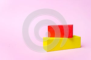 Business concept - Abstract geometric cube on pink background, for display or montage word. Business plan concept for growth