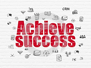 Business concept: Achieve Success on wall background