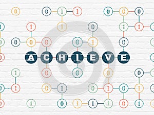 Business concept: Achieve on wall background