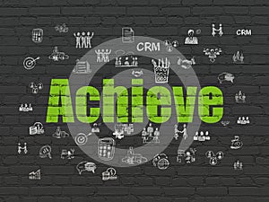 Business concept: Achieve on wall background