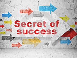 Business concept: arrow with secret of success on grunge wall background