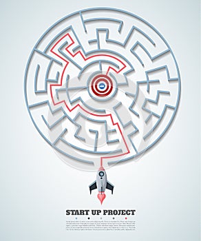 business concept backgroind. 3d rocket finding a solution, problem solving.vector illustration.