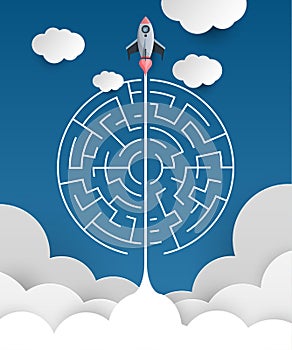 business concept backgroind. 3d rocket finding a solution, problem solving.vector illustration.