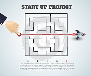 business concept backgroind. 3d rocket finding a solution, problem solving.vector illustration.