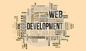 Business Concept Background, Web Development Word Cloud