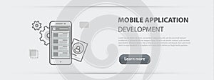 Business concept banner of mobile application development