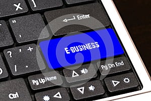 Business Concept - Blue E-business Button on Slim
